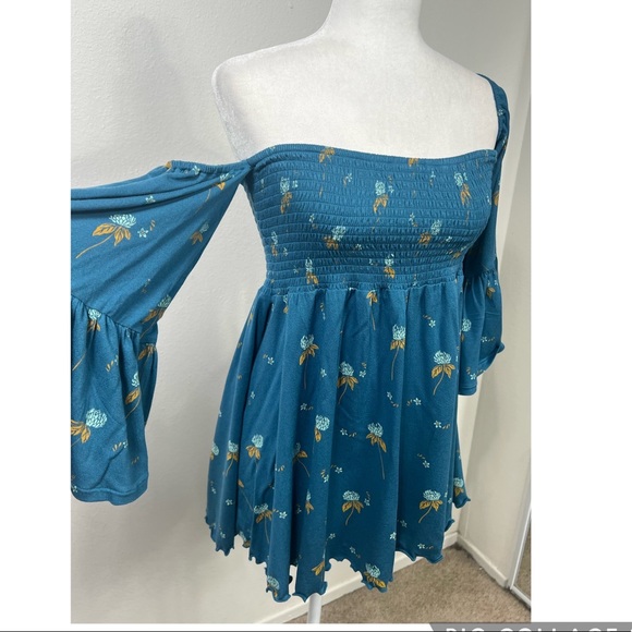 NWT Free People Small Lana Off the Shoulder Tunic in Mermaid Combo - Picture 6 of 12